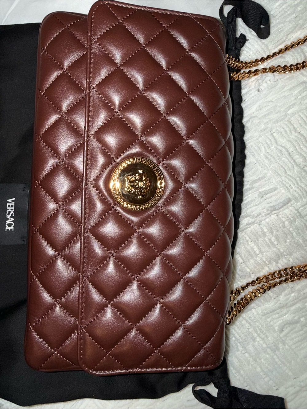 Versace Quilted Lambskin Medusa Shoulder Bag - Chocolate Brown (NEVER USED) - Picture 2 of 4